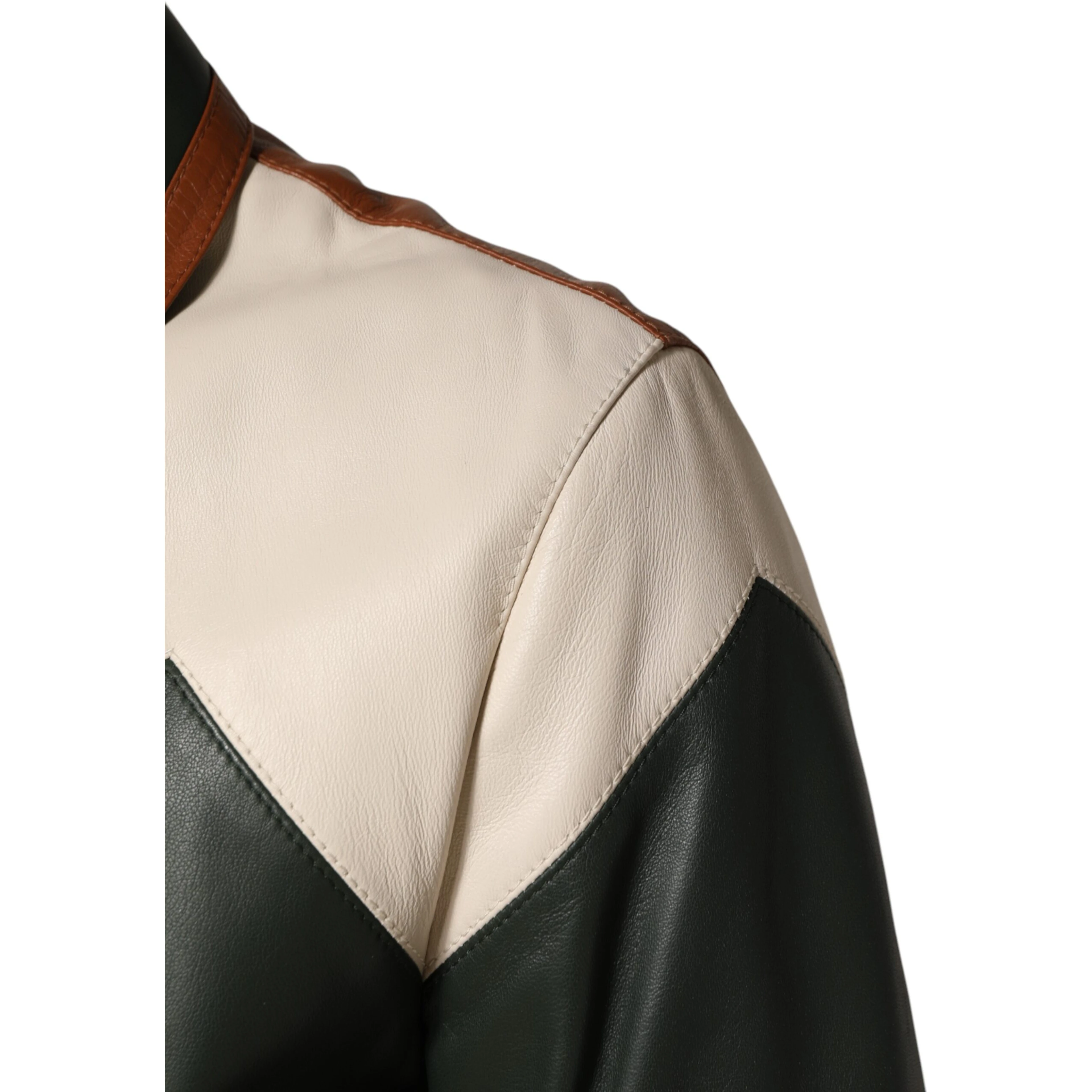 Multicolor Leather Full Zip men Biker Jacket