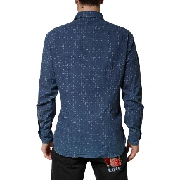 Blue Button Down Long Sleeves Men Shirt