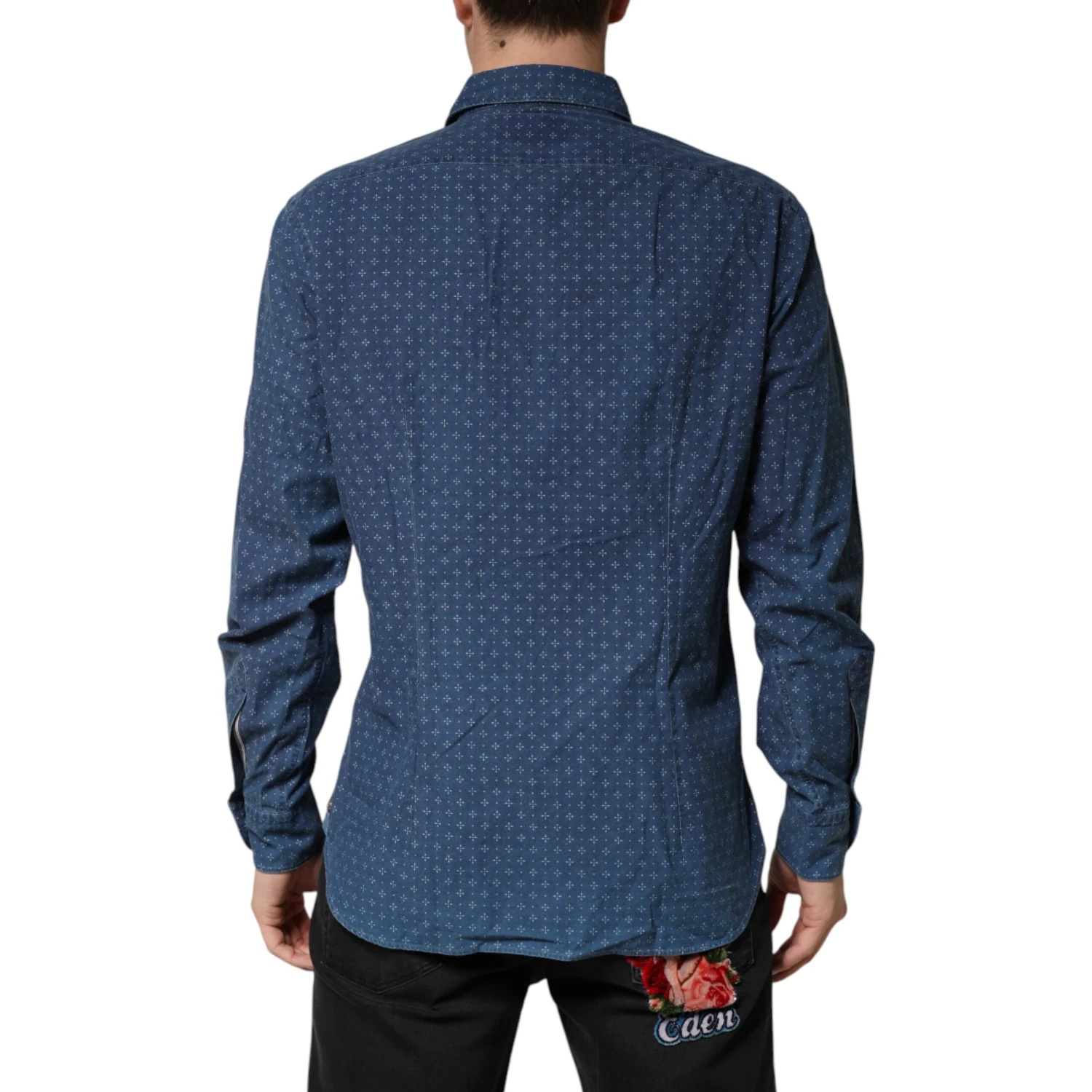 Blue Button Down Long Sleeves Men Shirt
