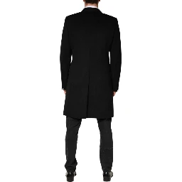 Black Wool Double Breasted TrenchCoat Jacket