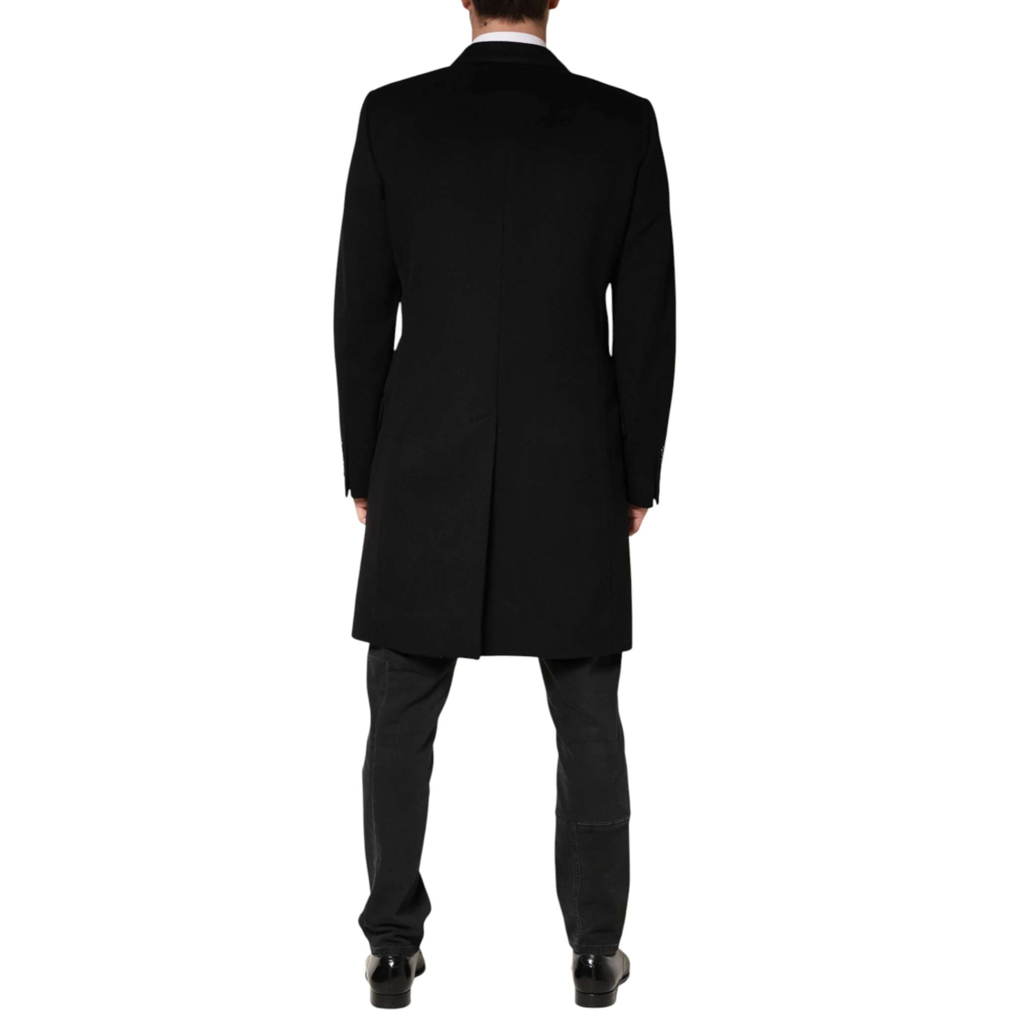 Black Wool Double Breasted TrenchCoat Jacket