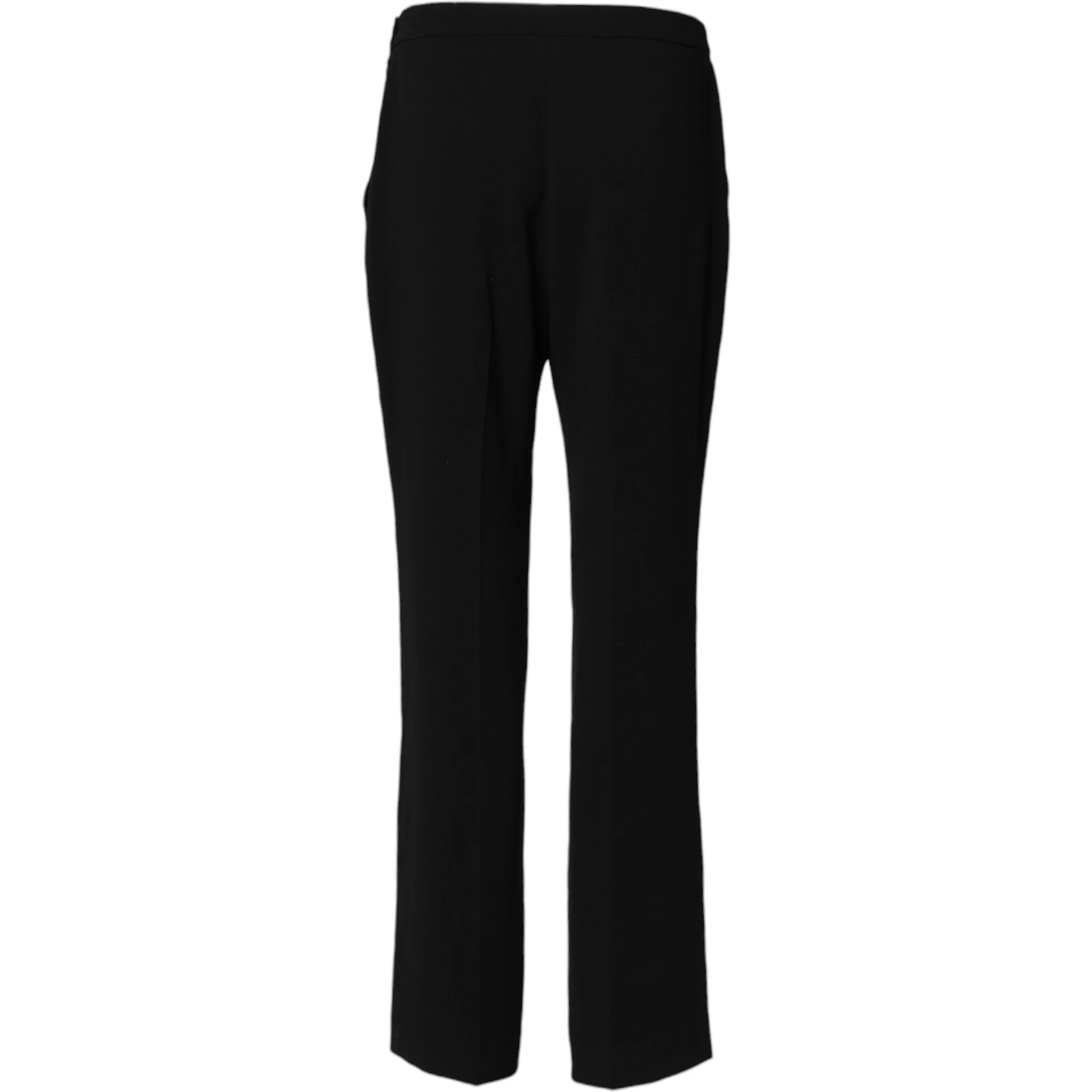 Black High Waist Zip Straight Chino Trouser Pants
