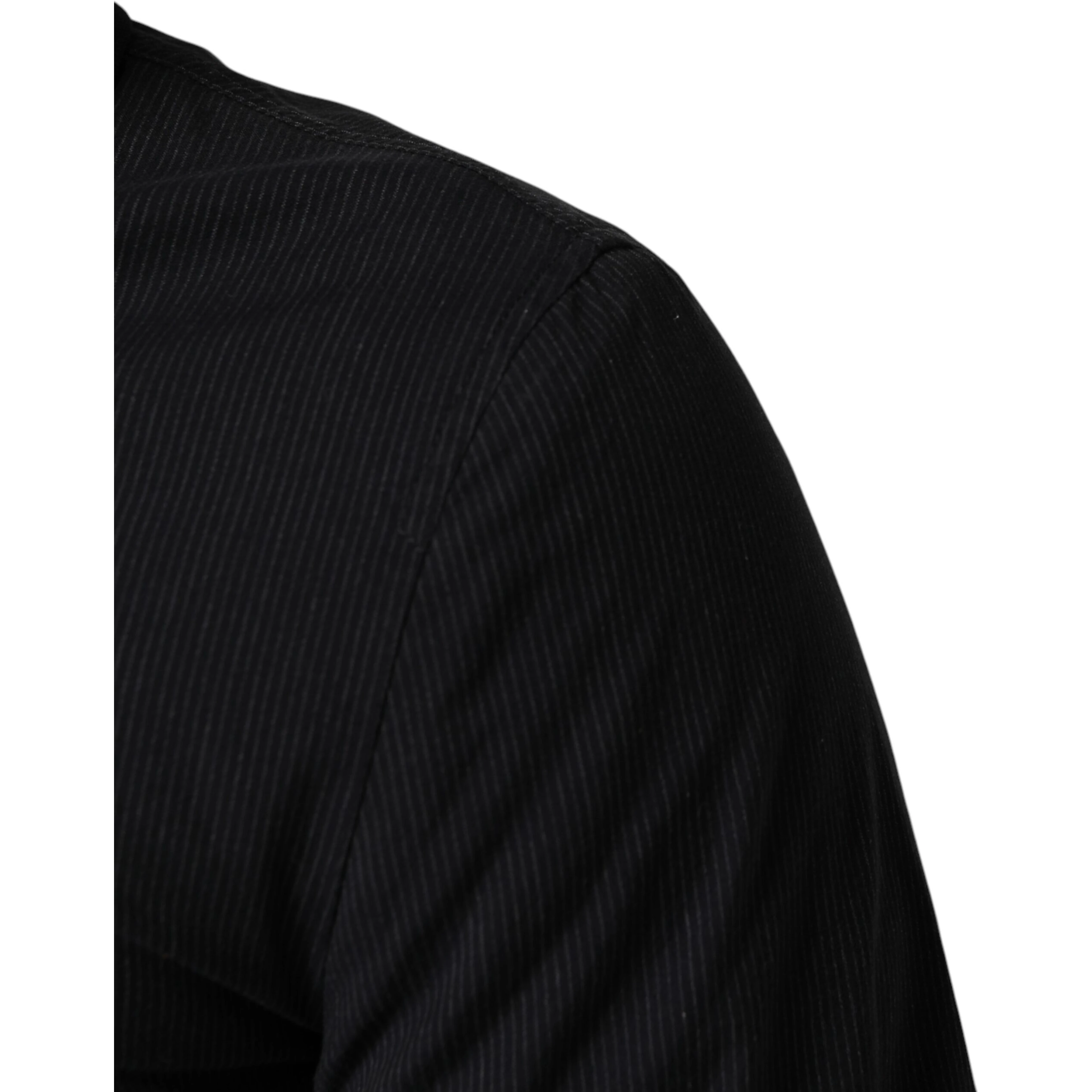 Dark Blue Cotton Full Zip Bomber Men Jacket