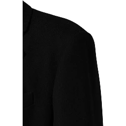 Black Wool Single Breasted Long Coat Jacket