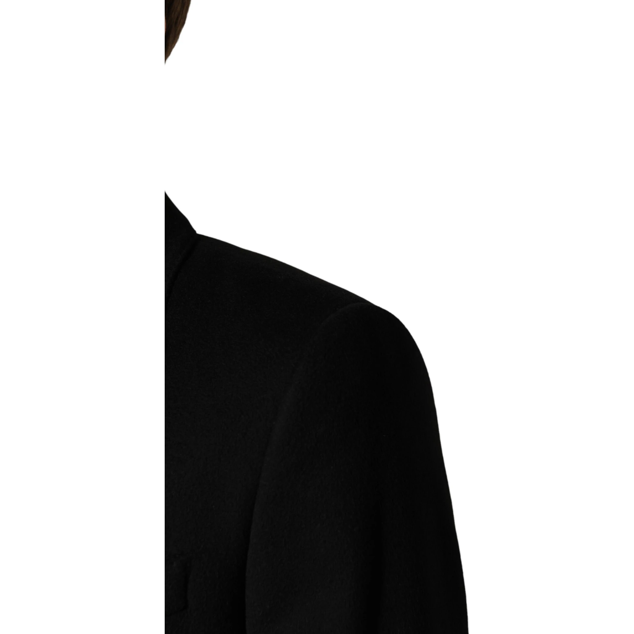 Black Wool Double Breasted TrenchCoat Jacket