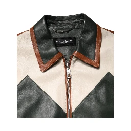 Multicolor Leather Full Zip men Biker Jacket