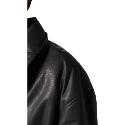 Black Leather Collared Trench Coat Jacket