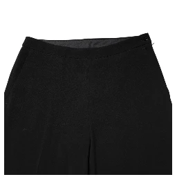 Black High Waist Zip Straight Chino Trouser Pants