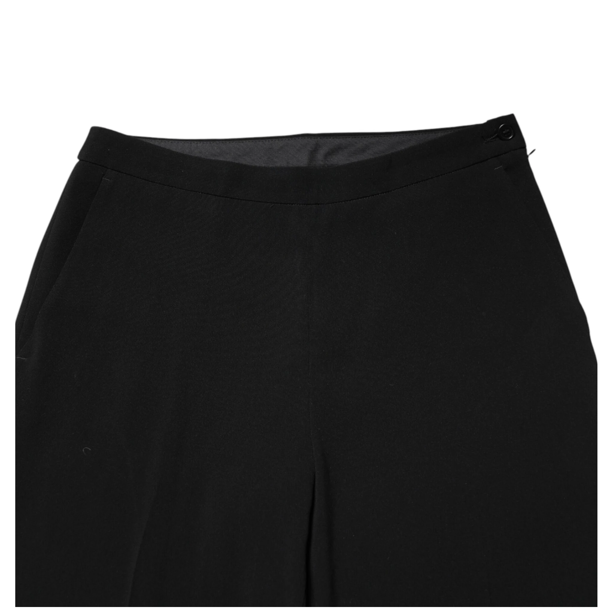 Black High Waist Zip Straight Chino Trouser Pants