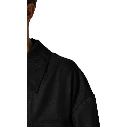 Black Pockets Collared Trench Coat Jacket