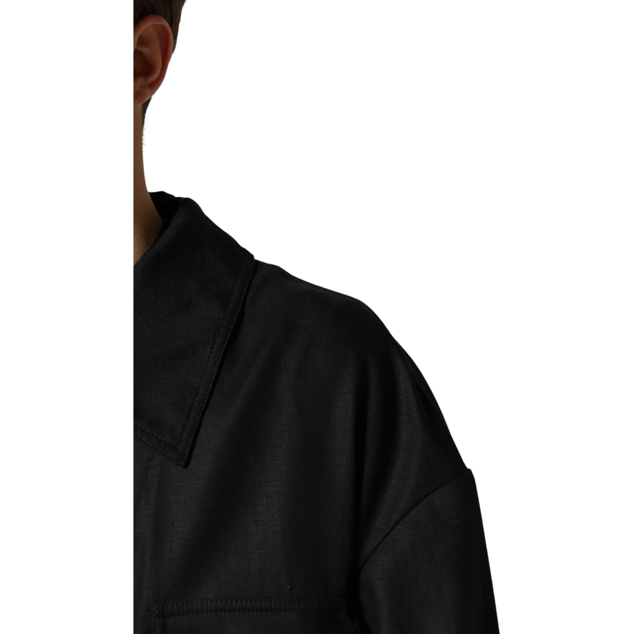 Black Pockets Collared Trench Coat Jacket