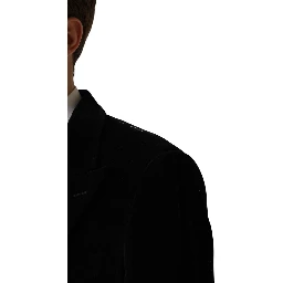 Black Cotton Velvet Long Trench Coat Jacket