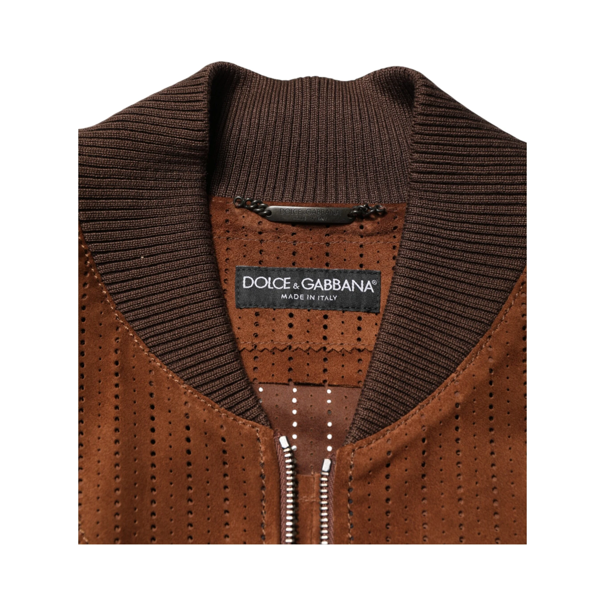 Brown Velvet Calfskin Full Zip Biker Jacket