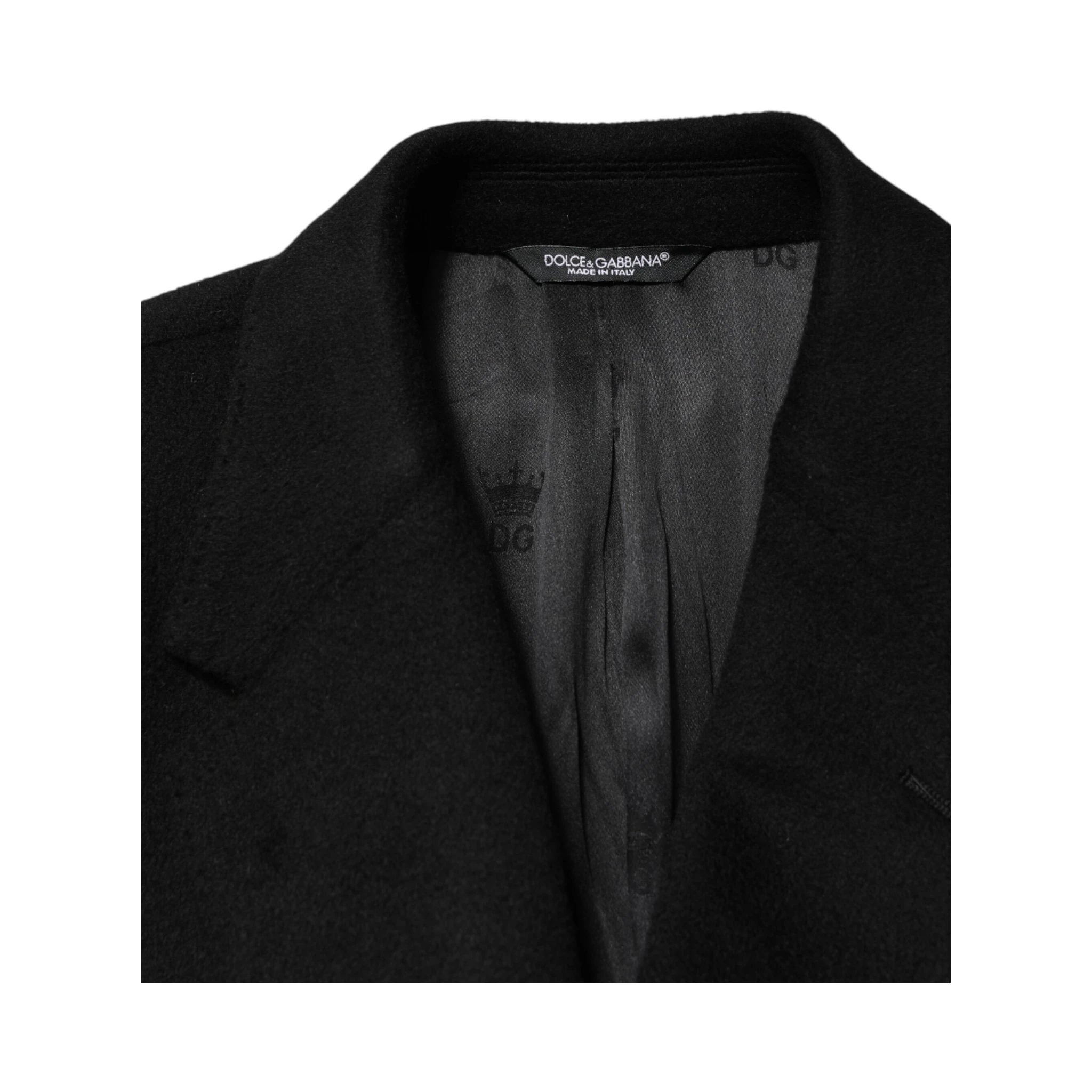 Black Wool Double Breasted TrenchCoat Jacket