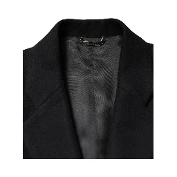 Black Wool Single Breasted Long Coat Jacket