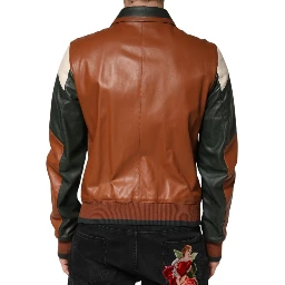 Multicolor Leather Full Zip men Biker Jacket