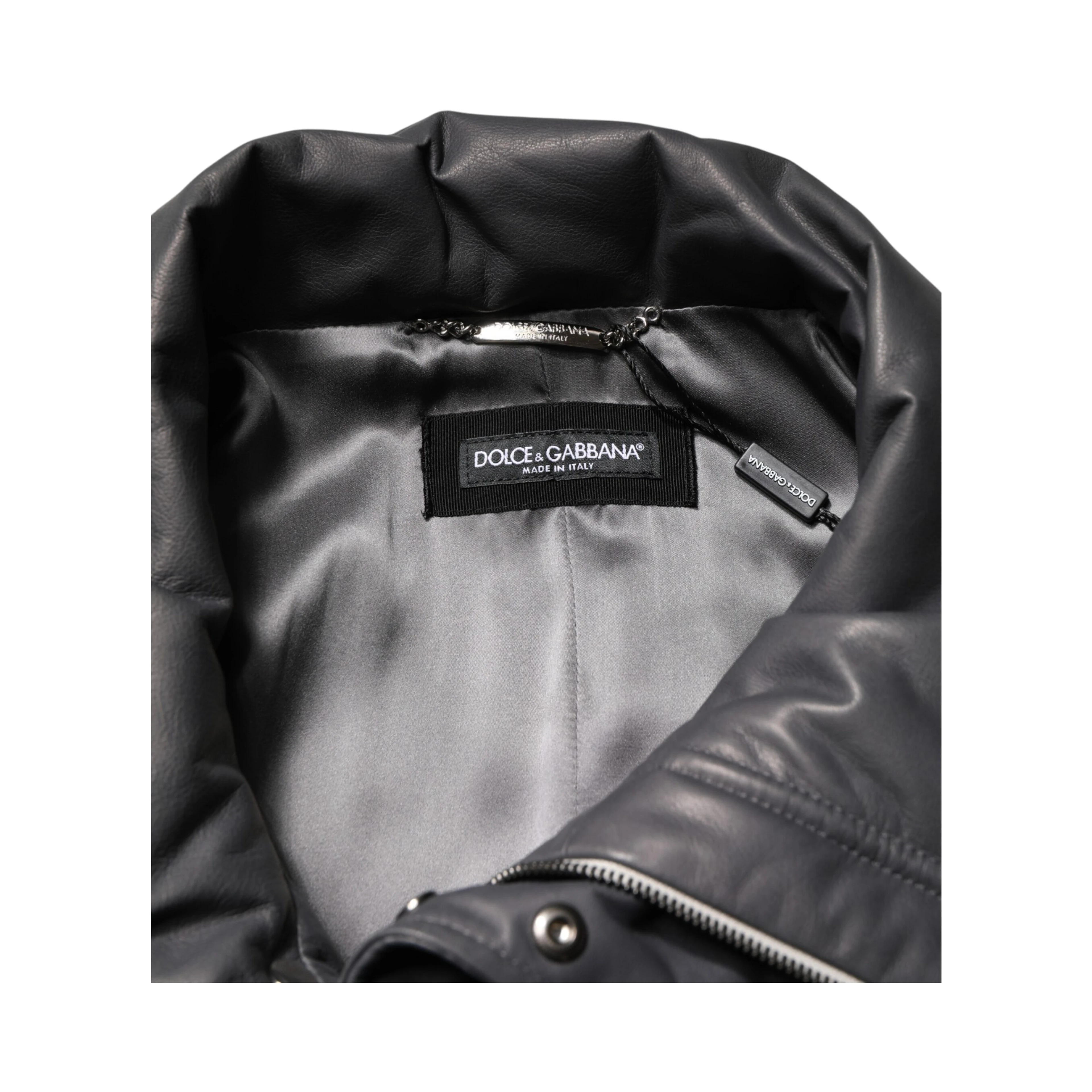 Black Leather Collared Trench Coat Jacket