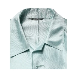 Teal Satin Collared Long Trench Coat Jacket