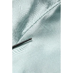 Teal Satin Collared Long Trench Coat Jacket