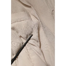 Beige Padded Collared Long Trench Coat Jacket