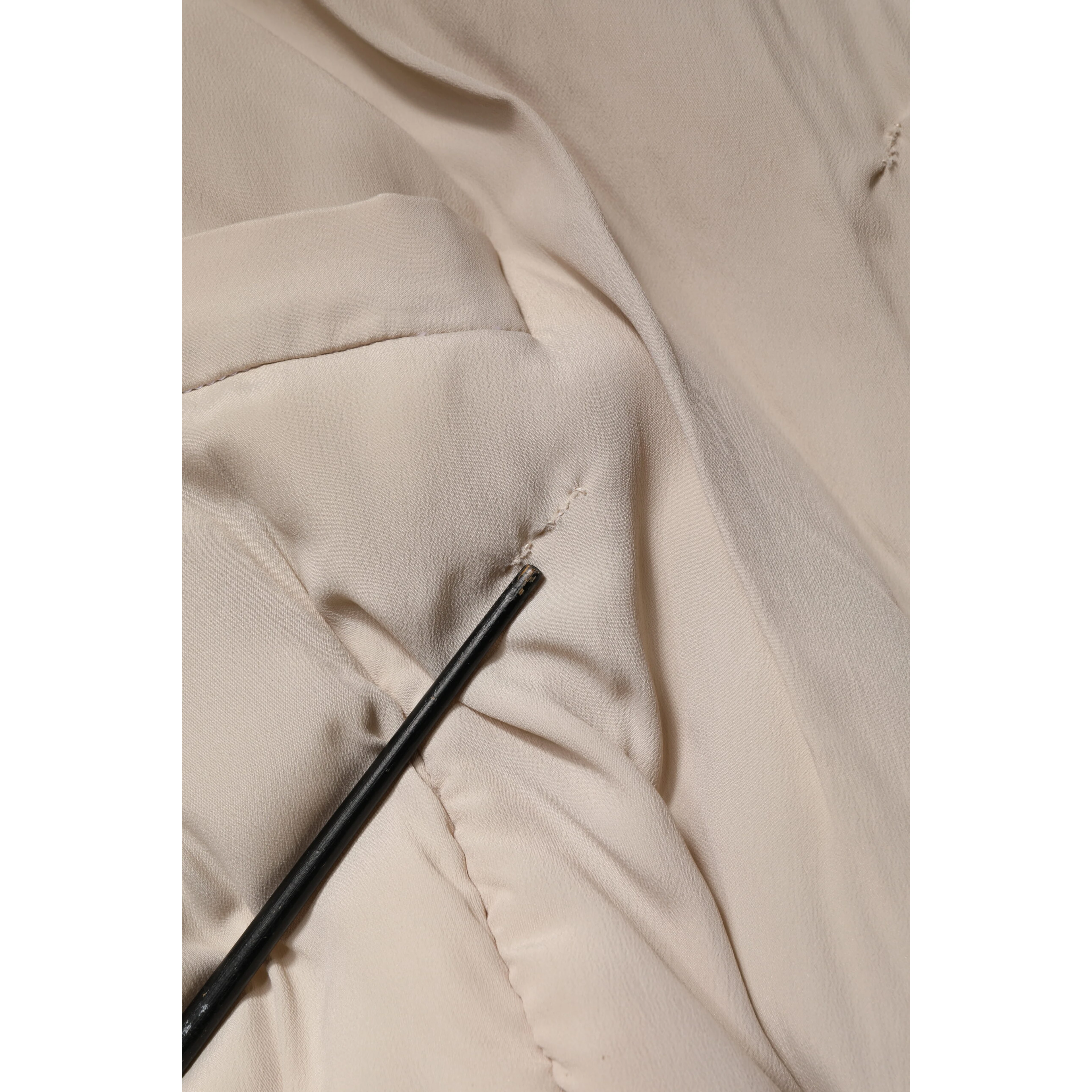 Beige Padded Collared Long Trench Coat Jacket