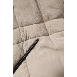 Beige Padded Collared Long Trench Coat Jacket