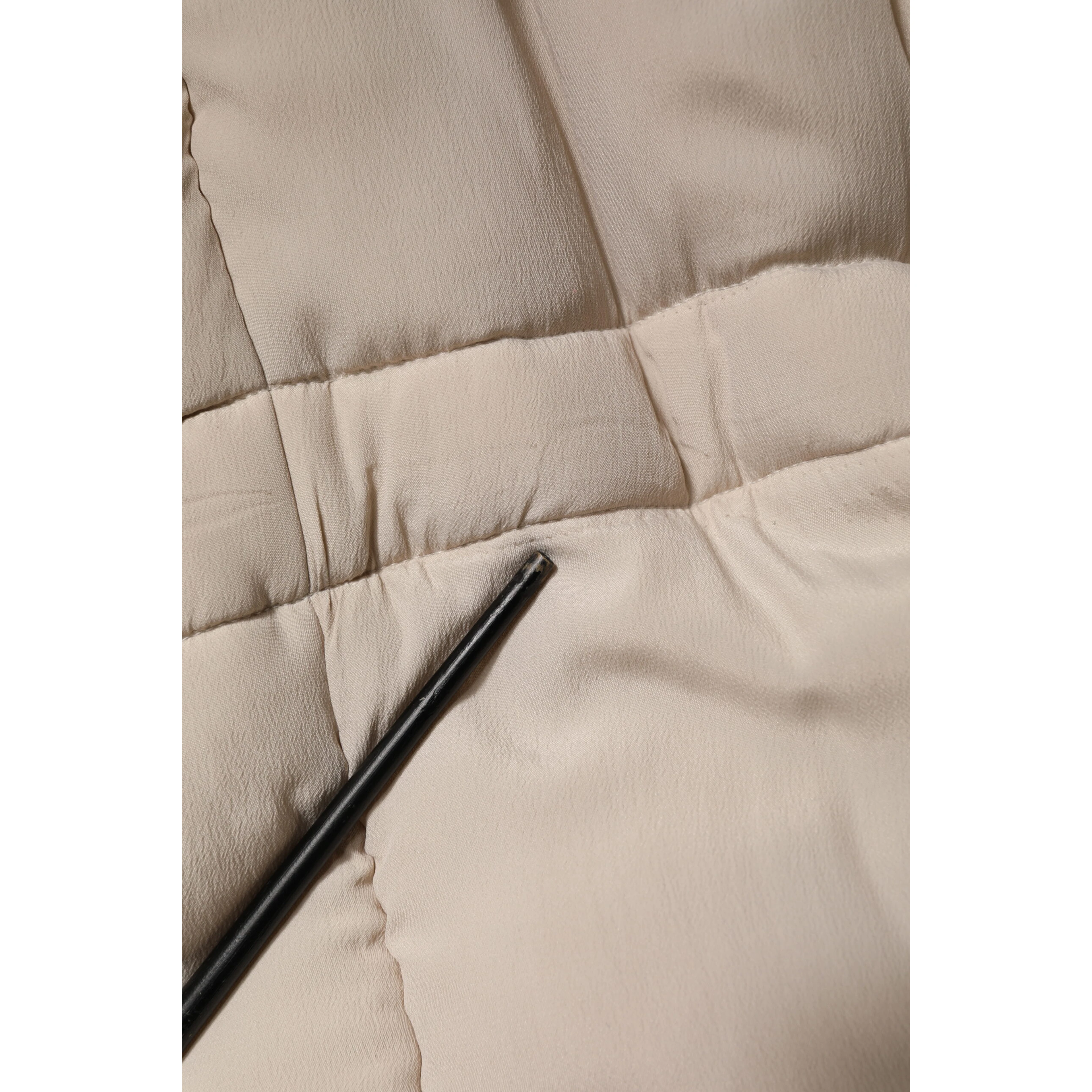 Beige Padded Collared Long Trench Coat Jacket