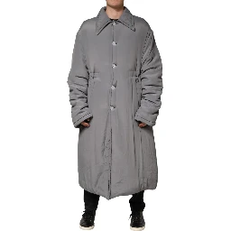 Gray Acetate Padded Collared Coat Jacket