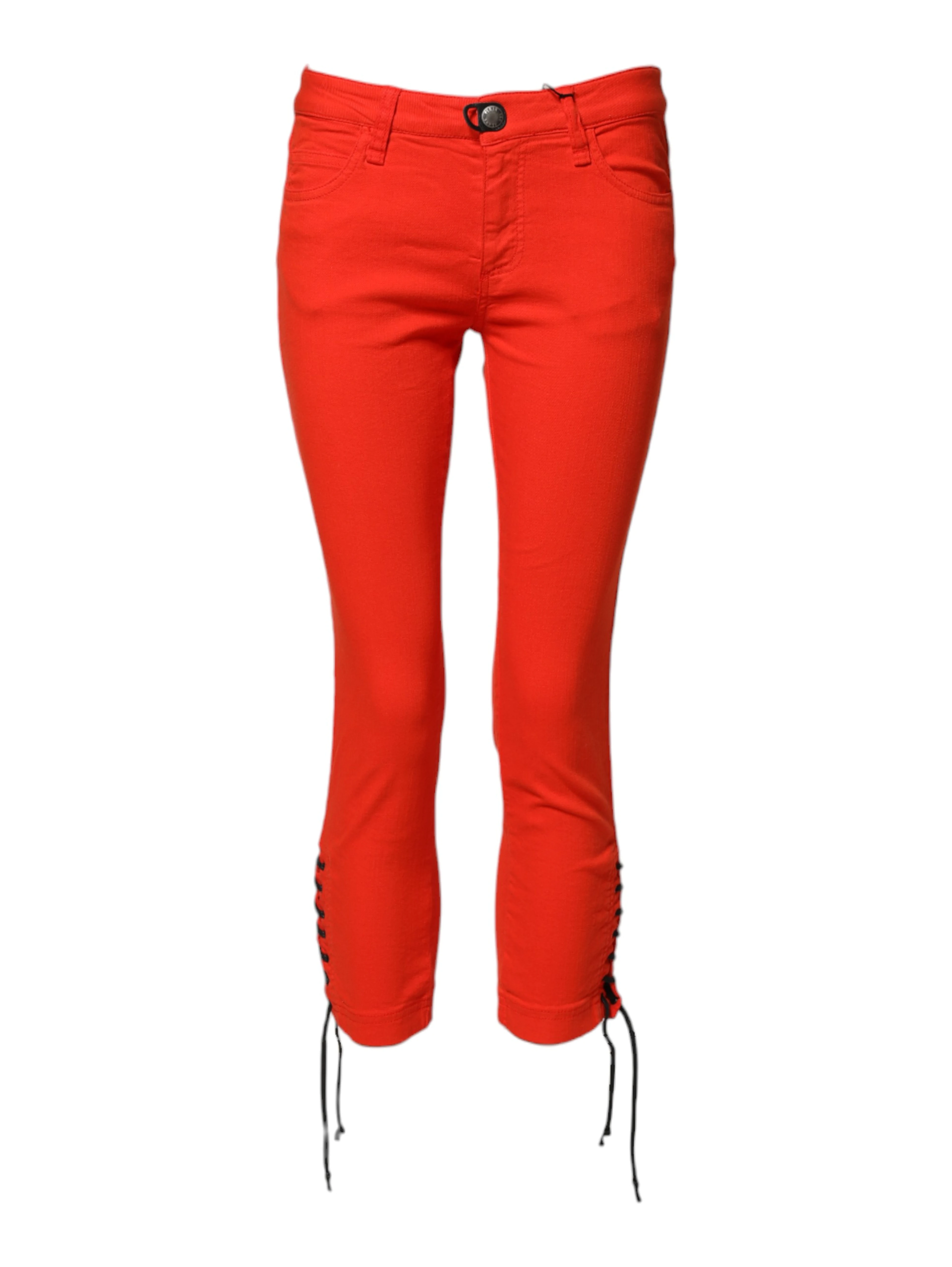 Red Mid Waist Skinny Cropped Trouser Jeans