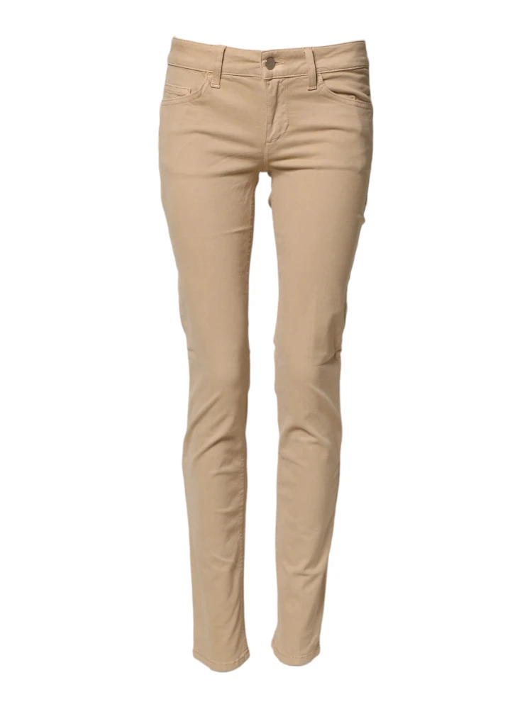 Beige Skinny Low Waist Denim Casual Trouser Jeans