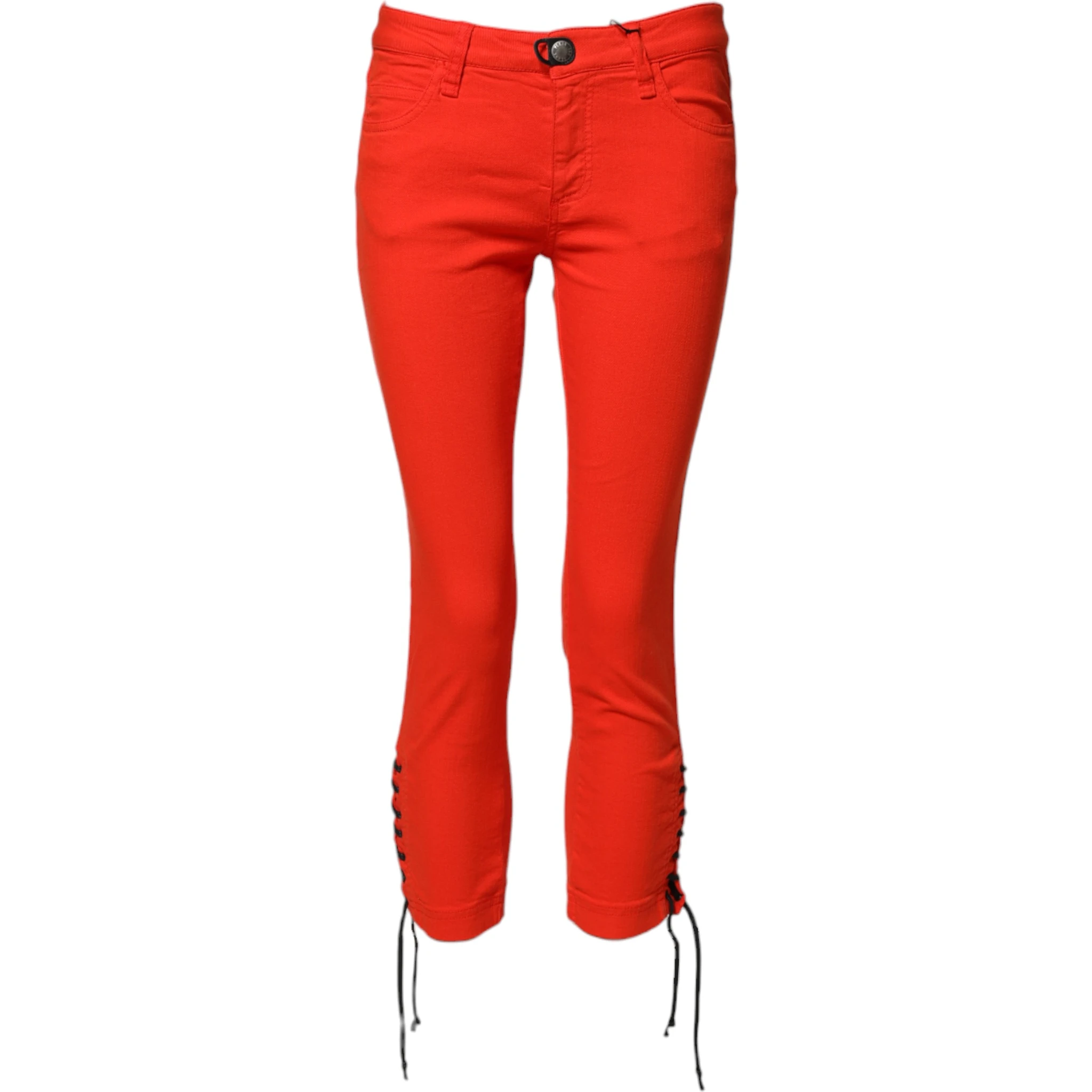 Red Mid Waist Skinny Cropped Trouser Jeans