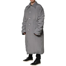 Gray Acetate Padded Collared Coat Jacket