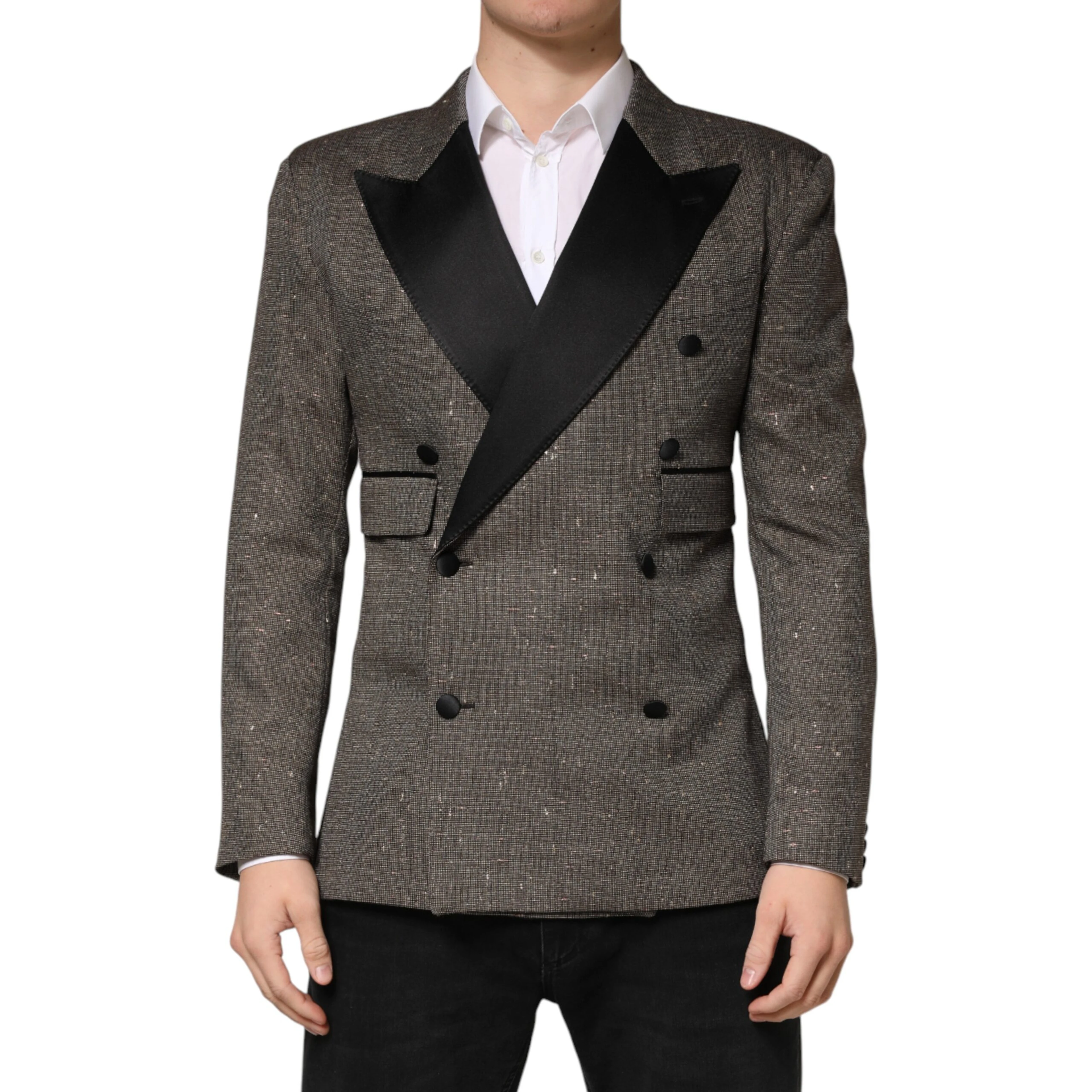 Gray Double Breasted 2 Button Jacket Blazer
