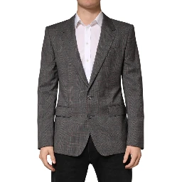 Gray Wool Single Breasted 2 Button Blazer