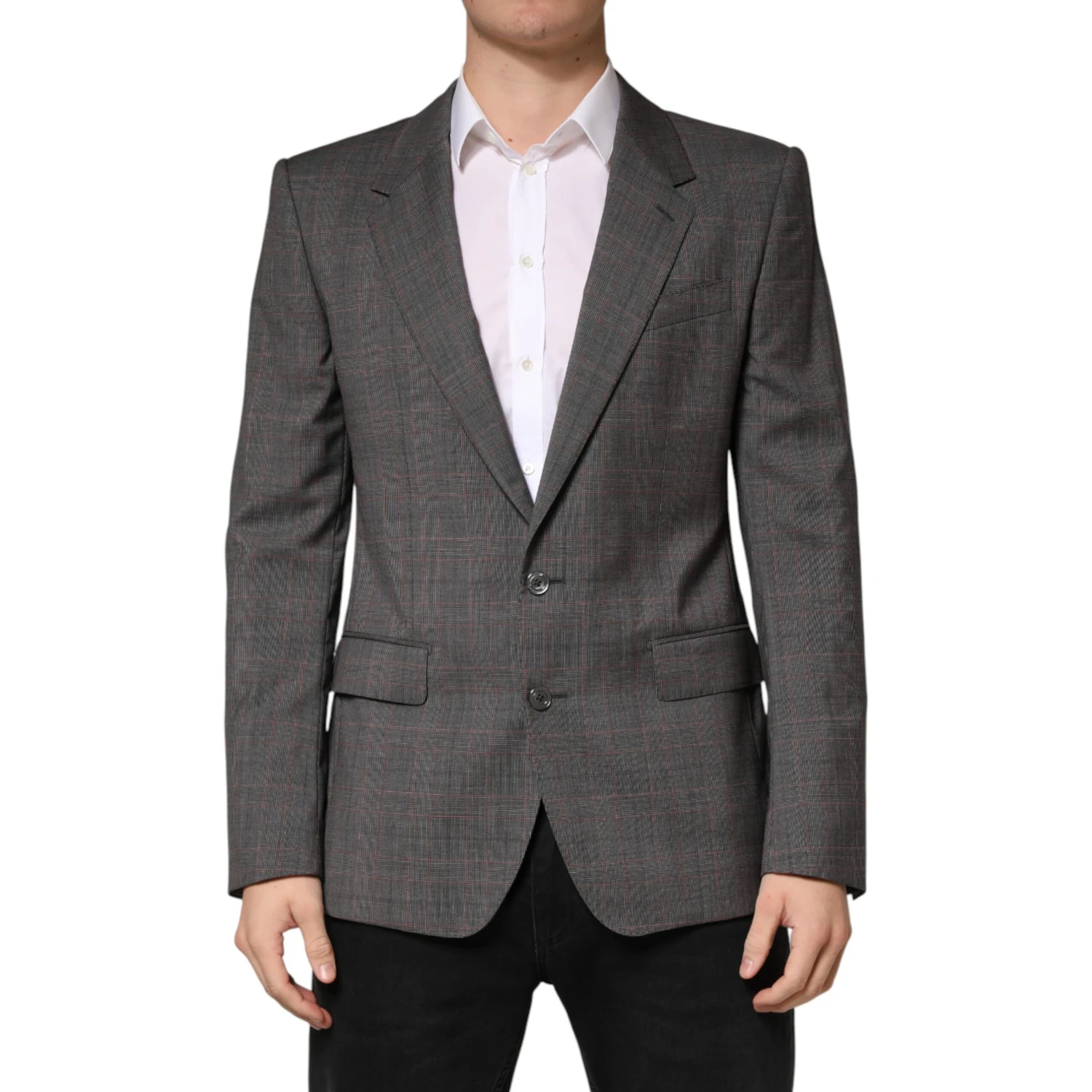 Gray Wool Single Breasted 2 Button Blazer