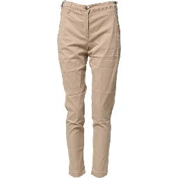Beige Lyocell Skinny High Waist Chino Casual Pants