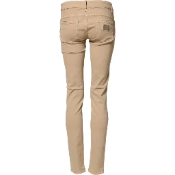 Beige Skinny Low Waist Denim Casual Trouser Jeans