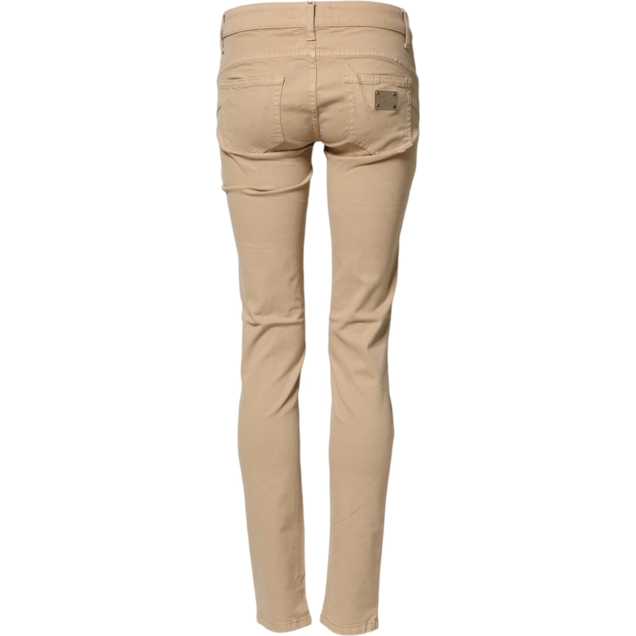 Beige Skinny Low Waist Denim Casual Trouser Jeans