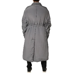Gray Acetate Padded Collared Coat Jacket