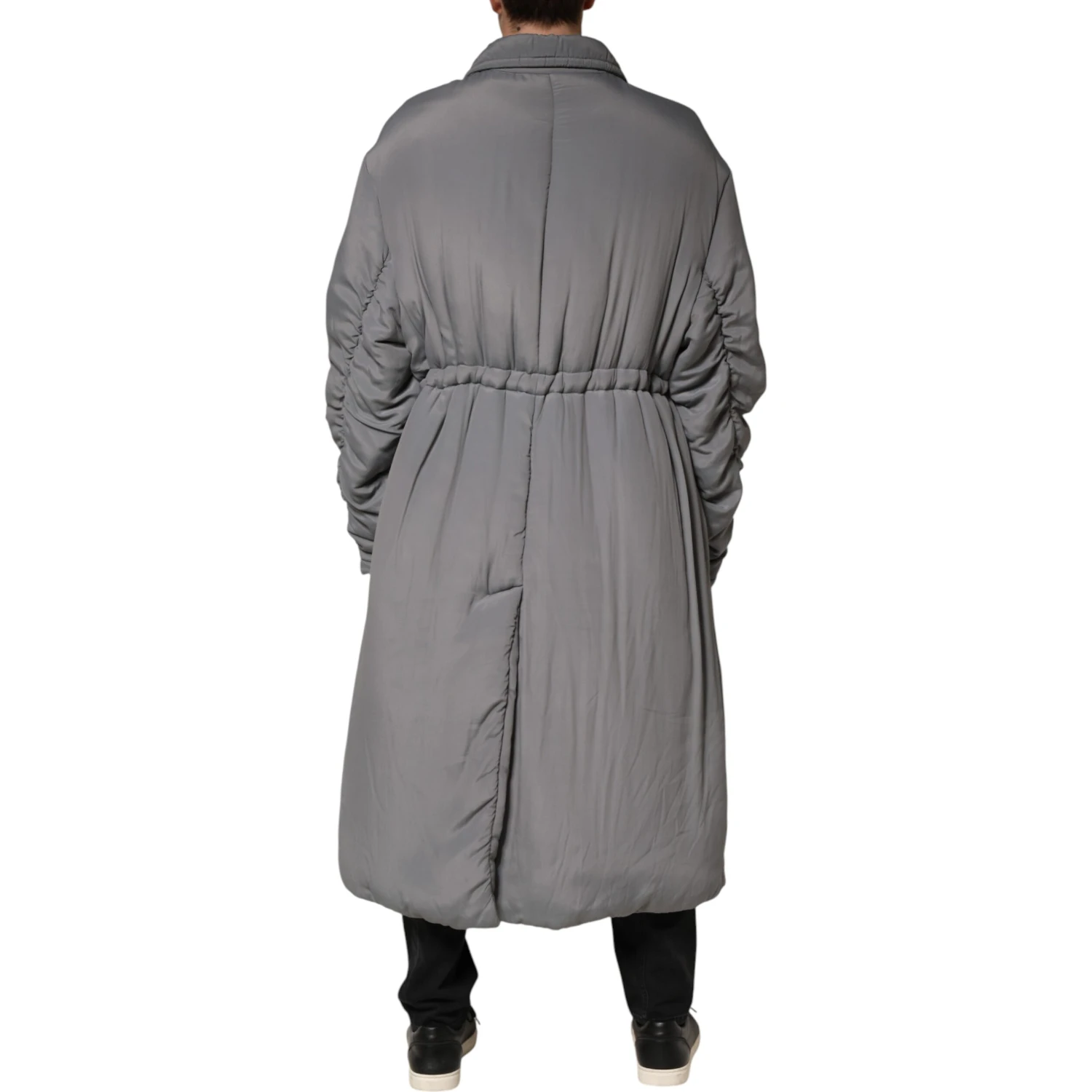 Gray Acetate Padded Collared Coat Jacket