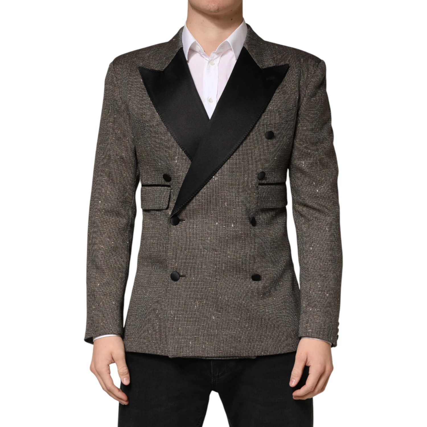 Gray Double Breasted 2 Button Jacket Blazer