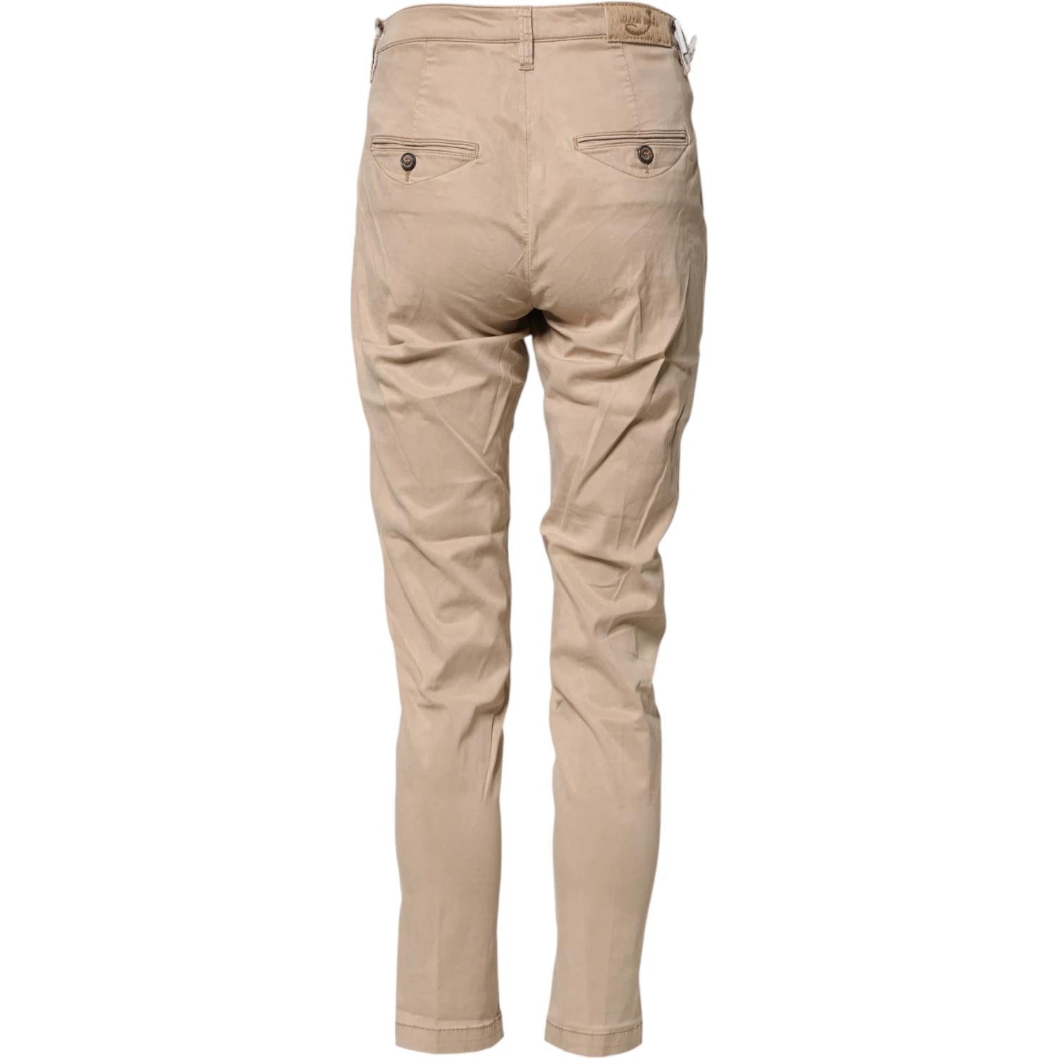 Beige Lyocell Skinny High Waist Chino Casual Pants