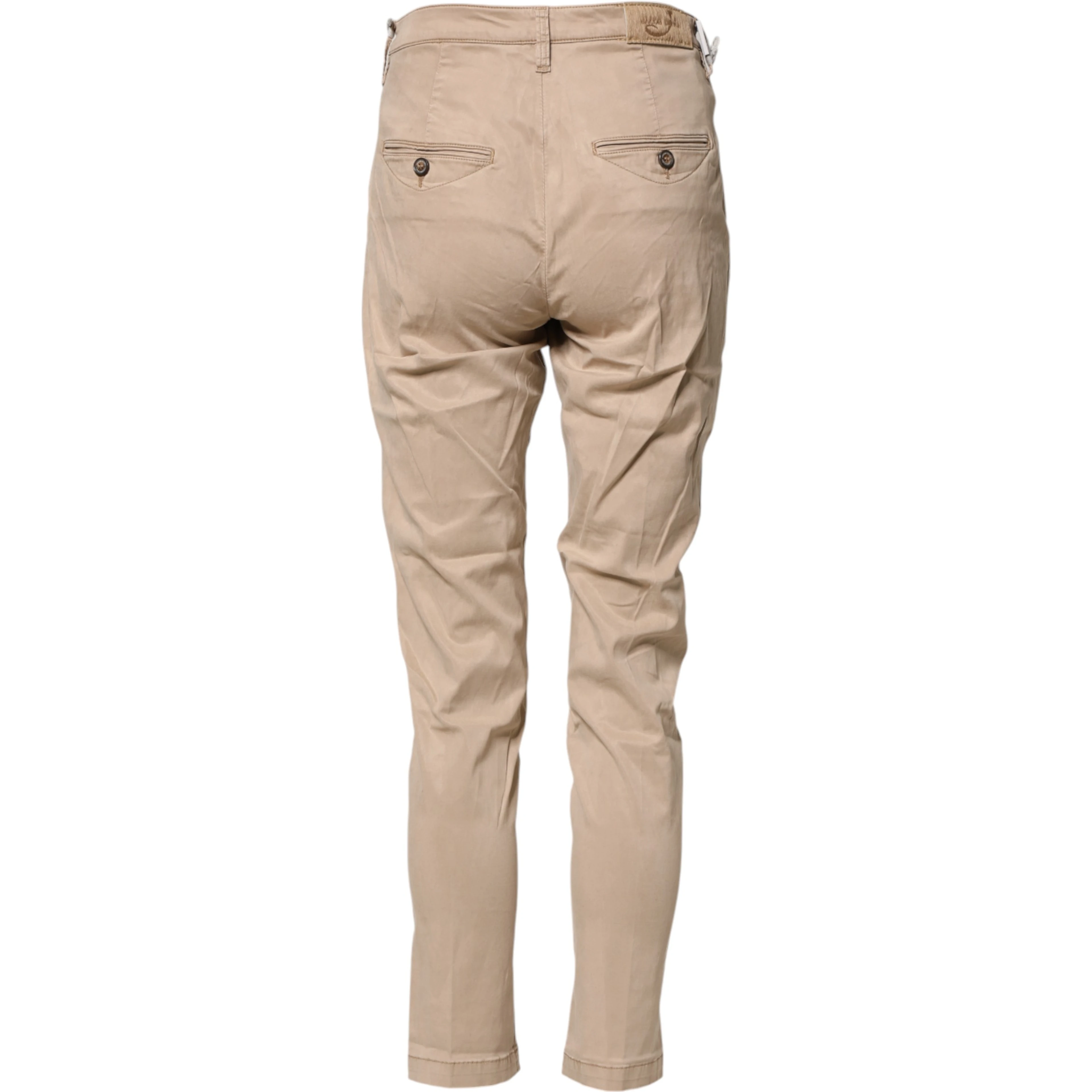 Beige Lyocell Skinny High Waist Chino Casual Pants