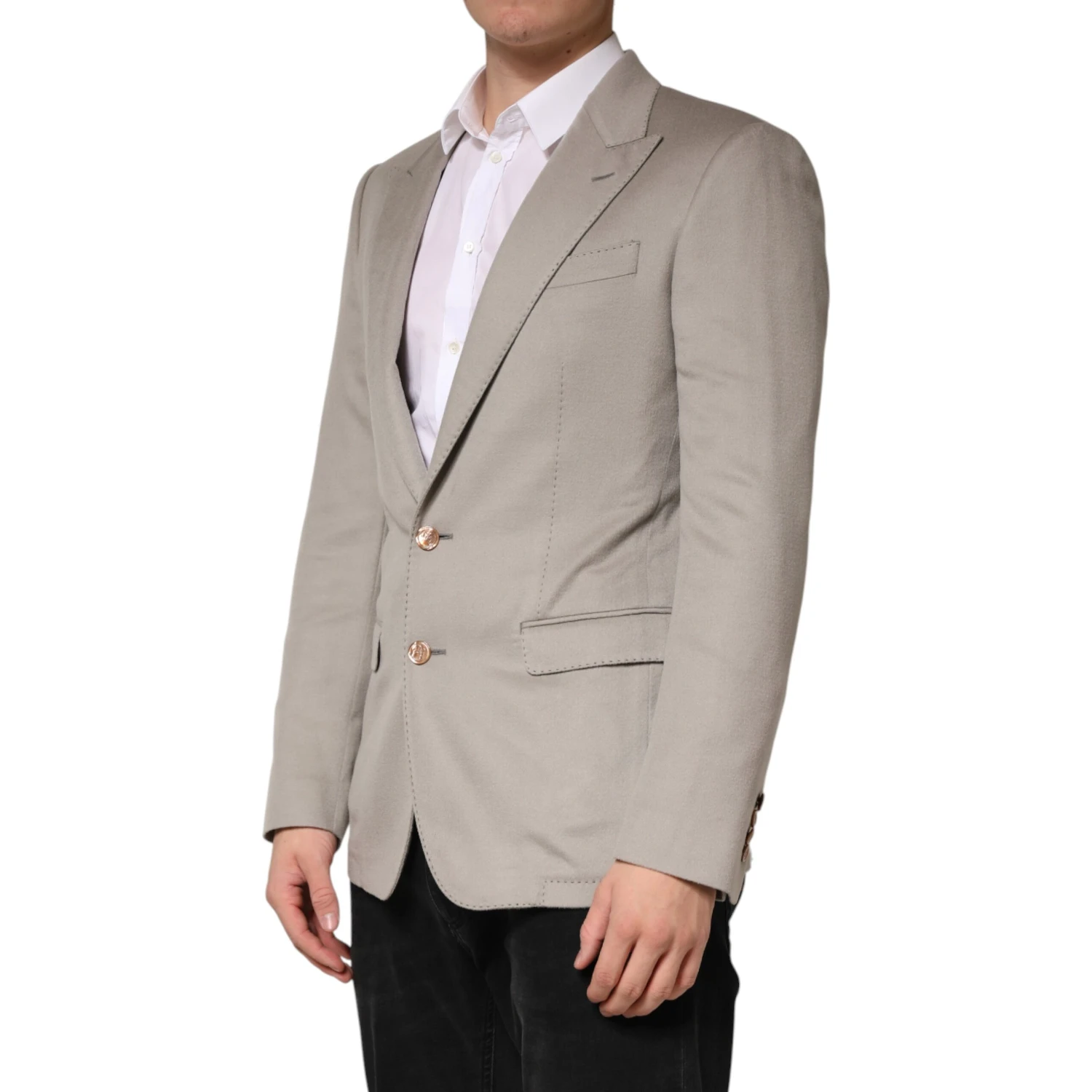Gray Cashmere Single Breasted Jacket Blazer