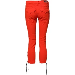 Red Mid Waist Skinny Cropped Trouser Jeans