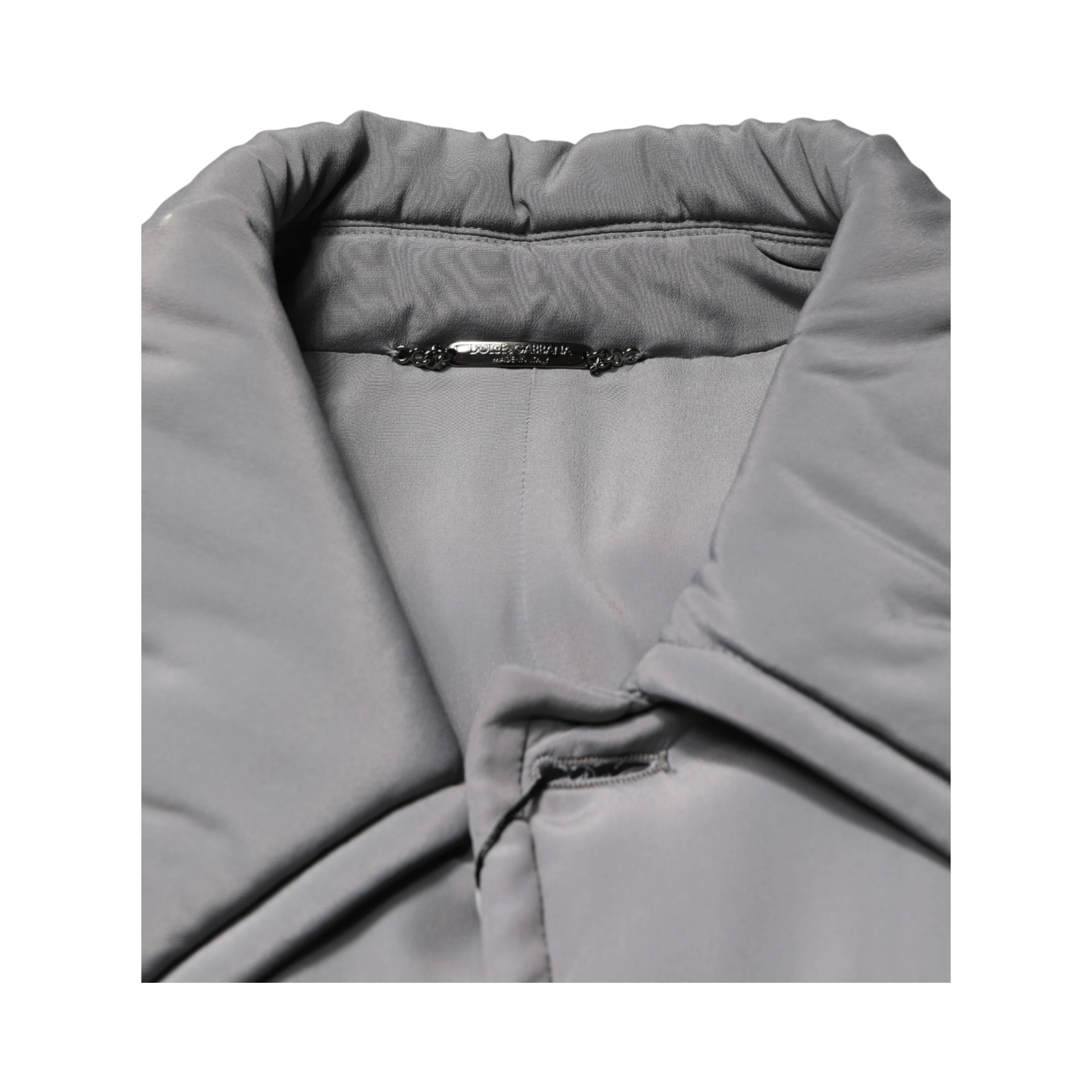 Gray Acetate Padded Collared Coat Jacket