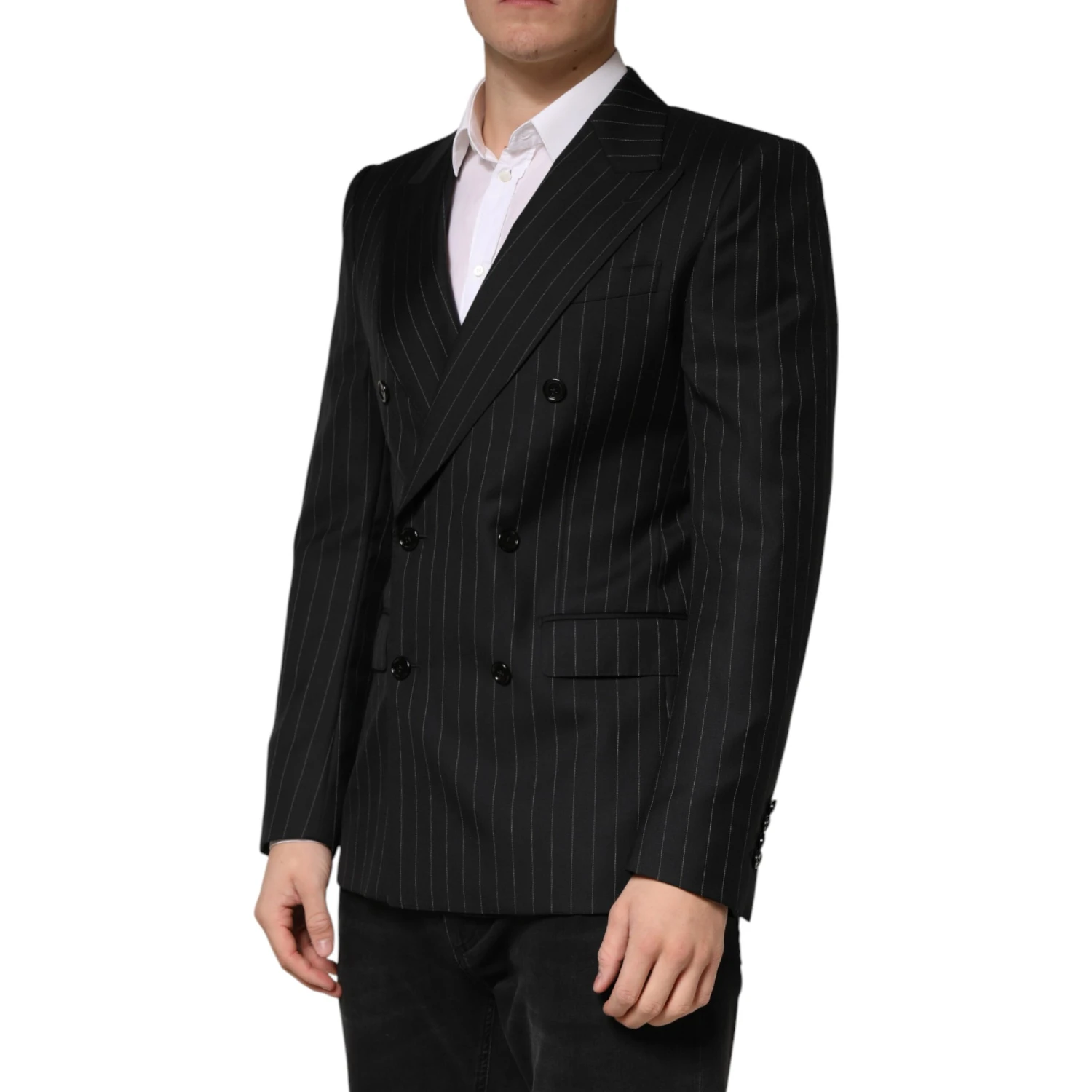 Black Stripes Double Breasted 2Button Blazer