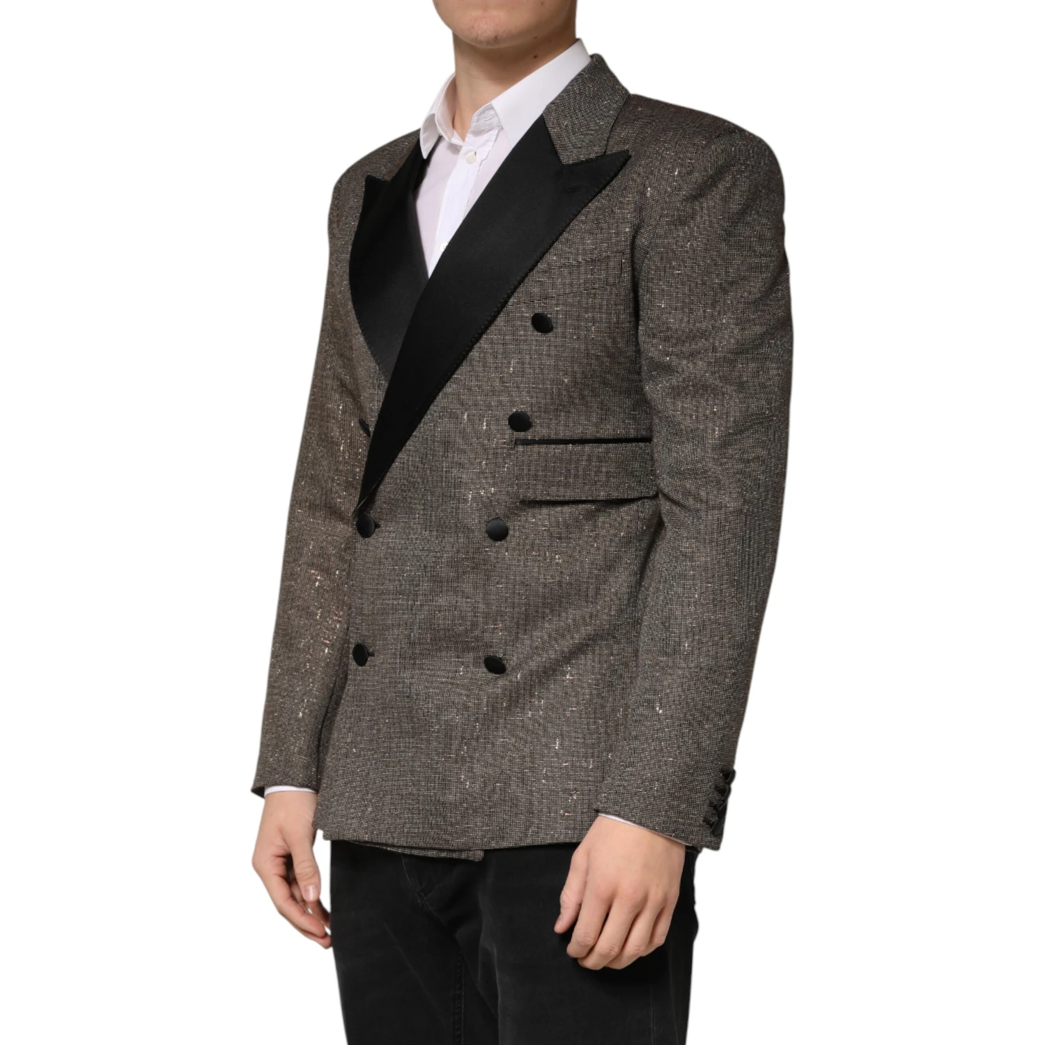 Gray Double Breasted 2 Button Jacket Blazer
