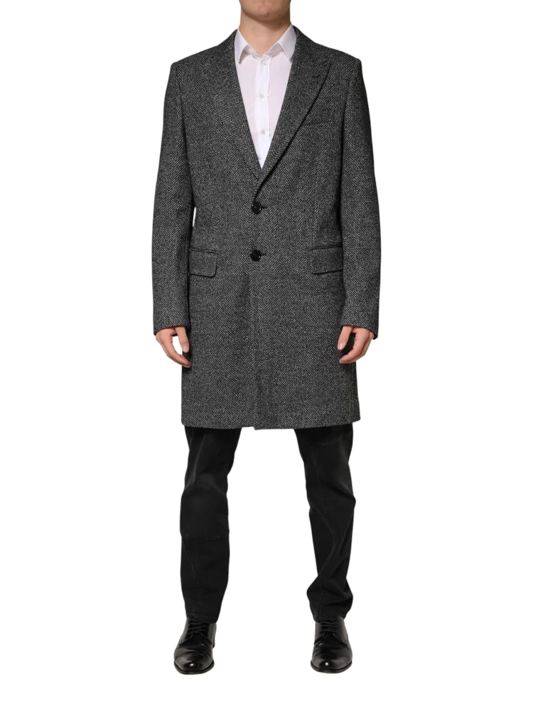 Gray Wool Blend Long Trench Coat Men Jacket alternative