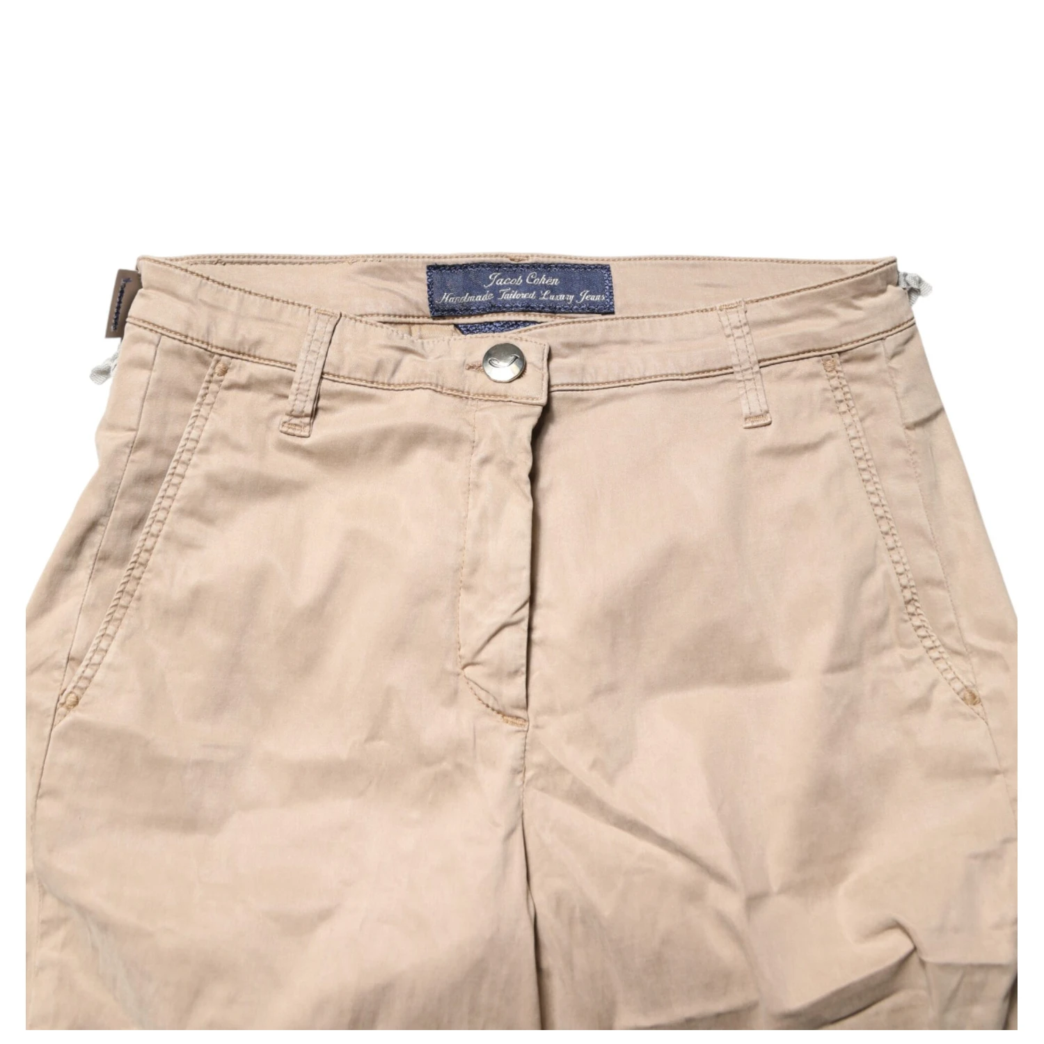 Beige Lyocell Skinny High Waist Chino Casual Pants